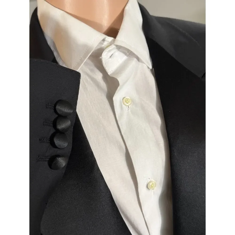 Tom Ford Windsor Black Peak Lapel Wool Tuxedo 52 42R US 38x30 Trousers